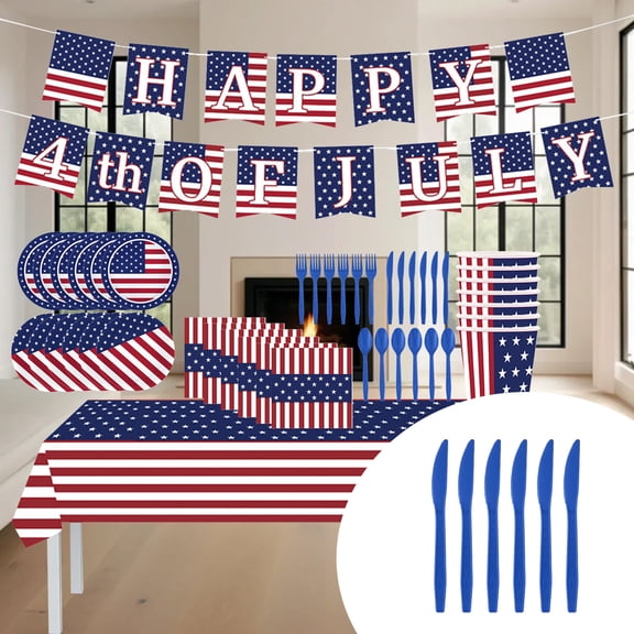 4th of July Plates and Napkins Sets,Patriotic American Flag Party Supplies Tableware,July 4th Disposable Paper Plates Napkins Set for Memorial Day,Independence Day Decorations Table Decor,Serve 24