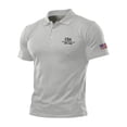 thumbnail image 1 of 4th Of July Polo Shirts Men Usa Flag Print Short Sleeve V Neck Lapel Collar Tshirts 1776-2026 Patriotic Star Relaxed Fit Comfy Tops, M, #01 Light Gray, 1 of 3