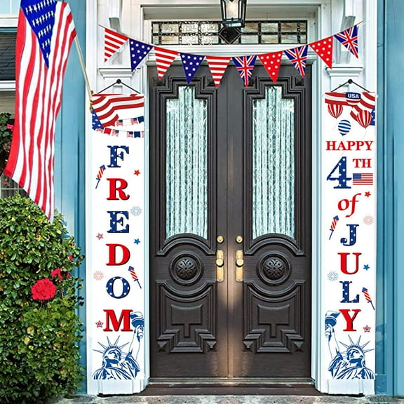 Eschen 4th of July Porch Sign Patriotic Door Decoration, Set of 2