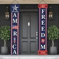 thumbnail image 1 of 4th of July Porch Sign Patriotic Door Decoration - “Let Freedom Ring” and “GOD Bless America”, Fourth of July Memorial Day Independence Day Flag Day Labor Day Hanging Banner for Yard Indoor Outdoor, 1 of 8