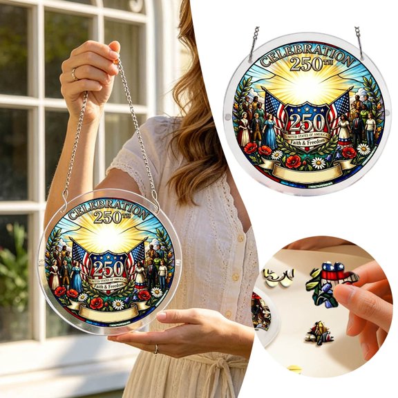 4th Of July Puzzle Ornament Puzzle Wall Hanging Puzzle for Home and Brain Teaser Intricate Hanging Ornament with Interactive for Adults and Kids Educational Decorative