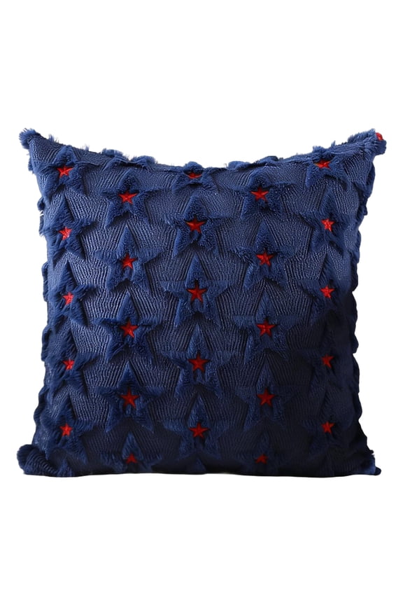 4th of July Quilted Star Pillowcase Party Decoration Patriotic Red White Blue Independence Day 1776-2026 Memorial Day American Five Pointed Cushion 18 x 18 Inch Gifts