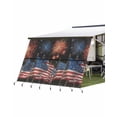 thumbnail image 1 of 4th of July RV Awning Sun Shade Screen 9'X15.3' American Flag Mesh Sunscreen Red White and Blue Fireworks Awning Shade Screen with Zipper UV Blocker Completed Kits for RV Motorhome Camper Trailer, 1 of 7