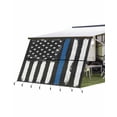 thumbnail image 1 of 4th of July RV Awning Sun Shade Screen 9'X15.3' American USA Flag Mesh Sunscreen Black White And Blue Line Awning Shade Screen with Zipper UV Blocker Completed Kits for RV Motorhome Camper Trailer, 1 of 7