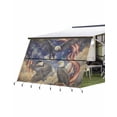 thumbnail image 1 of 4th of July RV Awning Sun Shade Screen 9'X15.3' Majestic Soaring Eagle Mesh Sunscreen American Flag Sky Could Awning Shade Screen with Zipper UV Blocker Completed Kits for RV Motorhome Camper, 1 of 7