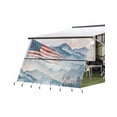 thumbnail image 1 of 4th of July RV Awning Sun Shade Screen 9'X15.3' National Flag Mesh Sunscreen Mountains Forest Awning Shade Screen with Zipper UV Blocker Completed Kits Outdoor Canopy for RV Motorhome Camper Trailer, 1 of 7