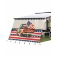 thumbnail image 1 of 4th of July RV Awning Sun Shade Screen 9'X15.3' Retro Truck American Flag Mesh Sunscreen Patriotic Star Stripes Awning Shade Screen with Zipper UV Blocker Completed Kits for RV Motorhome Camper, 1 of 7