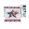 thumbnail image 1 of 4th of July RV Awning Sun Shade Screen 9'X7' American Flag Fireworks Mesh Sunscreen Patriotic Star Stripes Awning Shade Screen with Zipper UV Blocker Completed Kits for RV Motorhome Camper, 1 of 7