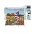 thumbnail image 1 of 4th of July RV Awning Sun Shade Screen 9'X7' American Flag Sunflower Mesh Sunscreen Farmhouse Barn Bird Awning Shade Screen with Zipper UV Blocker Completed Kits for RV Motorhome Camper, 1 of 7