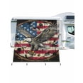 thumbnail image 1 of 4th of July RV Awning Sun Shade Screen 9'X7' Bald Eagle Mesh Sunscreen Retro American Flag Graffiti Awning Shade Screen with Zipper UV Blocker Completed Kits Outdoor Canopy for RV Motorhome Camper, 1 of 7