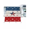 thumbnail image 1 of 4th of July RV Awning Sun Shade Screen 9'X7' Patriotic American Barn Star Flag Mesh Sunscreen Red Blue Stripes Awning Shade Screen with Zipper UV Blocker Completed Kits for RV Motorhome Camper, 1 of 7