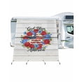 thumbnail image 1 of 4th of July RV Awning Sun Shade Screen 9'X7' Patriotic Stars Wreath Mesh Sunscreen Rose Daisy Wood Grain Awning Shade Screen with Zipper UV Blocker Completed Kits for RV Motorhome Camper, 1 of 7