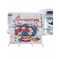 thumbnail image 1 of 4th of July RV Awning Sun Shade Screen 9'X7' Red Blue Rose Mesh Sunscreen Floral America Wood Grain Awning Shade Screen with Zipper UV Blocker Completed Kits Outdoor Canopy for RV Motorhome Camper, 1 of 7
