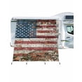 thumbnail image 1 of 4th of July RV Awning Sun Shade Screen 9'X7' Retro American Flag Mesh Sunscreen Rustic Red Brick Wall Awning Shade Screen with Zipper UV Blocker Completed Kits Outdoor Canopy for RV Motorhome Camper, 1 of 7