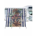 thumbnail image 1 of 4th of July RV Awning Sun Shade Screen 9'X7' Retro Flower Mesh Sunscreen Eucalyptus Leaf Blue Striped Awning Shade Screen with Zipper UV Blocker Completed Kits Outdoor Canopy for RV Motorhome Camper, 1 of 7