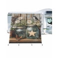 thumbnail image 1 of 4th of July RV Awning Sun Shade Screen 9'X7' Star Daisy Bird Mesh Sunscreen Rustic Wood Grain Awning Shade Screen with Zipper UV Blocker Completed Kits Outdoor Canopy for RV Motorhome Camper Travel, 1 of 7