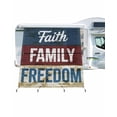 thumbnail image 1 of 4th of July RV Awning Sun Shade Screen 9'X7' USA Flag Blue Wood Mesh Sunscreen Faith FamilFreedom Awning Shade Screen with Zipper UV Blocker Completed Kits Outdoor Canopy for RV Motorhome Camper, 1 of 7