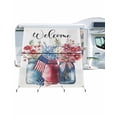 thumbnail image 1 of 4th of July RV Awning Sun Shade Screen 9'X7' Welcome Floral Vase Mesh Sunscreen American Flag Awning Shade Screen with Zipper UV Blocker Completed Kits Outdoor Canopy for RV Motorhome Camper Travel, 1 of 7