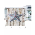 thumbnail image 1 of 4th of July RV Awning Sun Shade Screen 9'X7' Western Star Teal Mesh Sunscreen Rustic Wood Grain Awning Shade Screen with Zipper UV Blocker Completed Kits for RV Motorhome Camper Travel, 1 of 7