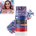 thumbnail image 1 of 4th Of July Red White And Blue Body Glitter Stick With Star Sequins Patriotic Makeup Gel For Women Festival Party Concert Face And Body Sparkle Decorations, 1 of 9