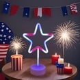 thumbnail image 1 of 4th of July Red White Blue Star Neon Light, Soft Glow LED Base USB & Battery Operated, Portable Patriotic Light for Independence Day Memorial Day Party Table Wall Scene Decor, 1 of 7