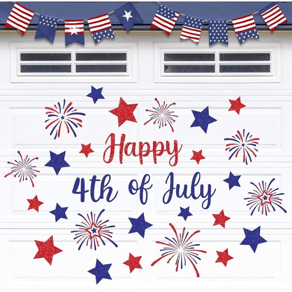 4th Of July Refrigerator Magnets 29 Pieces Happy Independence Day Fireworks Stars Flexible Magnetic Stickers For Kitchen Garage Door Car RV Locker Memorial Day Veterans Day USA Patriotic Decoration