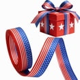 thumbnail image 1 of 4th of July Ribbon Patriotic Wired Ribbons for Crafts Wrapping Wreath Bows Red White and Blue Ribbon American Flag Ribbons for 250th Anniversary Party Home Decoration,1"x 10 Yards, 1 of 8