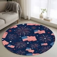 thumbnail image 1 of 4th of July Round Area Rug 4Ft Washable Circle Rugs for Bedroom Dining Room, Independent Day American Flag Stars Red Blue Non-Slip Carpet Floor Mats Indoor Outdoor Carpet Runner Aesthetic Home Decor, 1 of 8