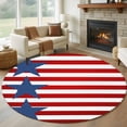 thumbnail image 1 of 4th of July Round Area Rug 8Ft Washable Large Circle Rugs for Living Room Dorm, Independence Day Red Blue Stars Striped Non-Slip Carpet Floor Mats Indoor Outdoor Carpet Runner Aesthetic Home Decor, 1 of 8