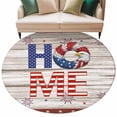 thumbnail image 1 of 4th of July Round Area Rugs Collection 7', Stars Striped Farmhouse American Flag Wood Grain Non Slip Indoor Circular Throw Runner Rug Floor Mat Carpet for Living Room Dining Table Bedroom Nursery, 1 of 9