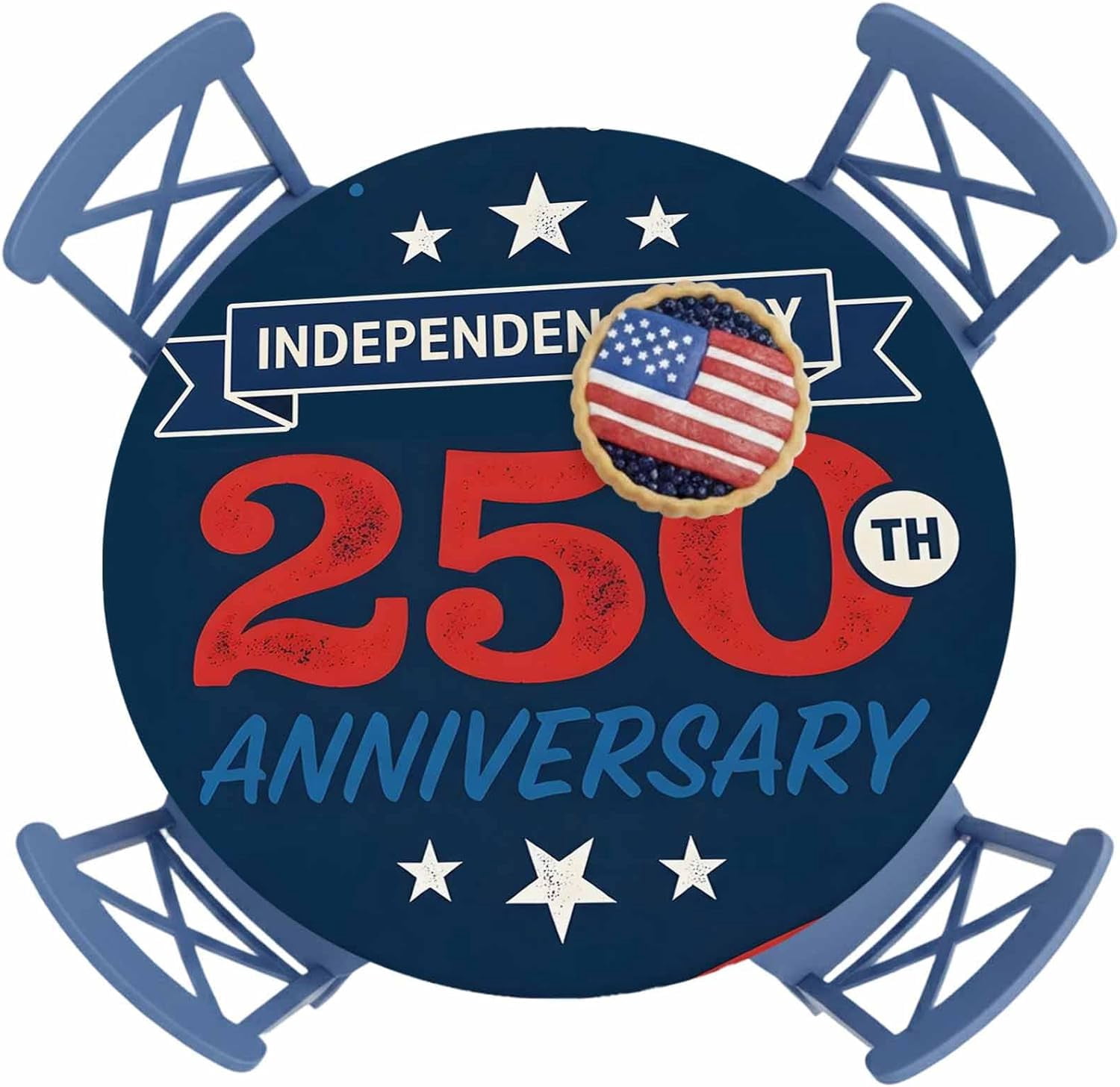 4th of July Round Fitted Tablecloth with Elastic 250th Anniversary ...