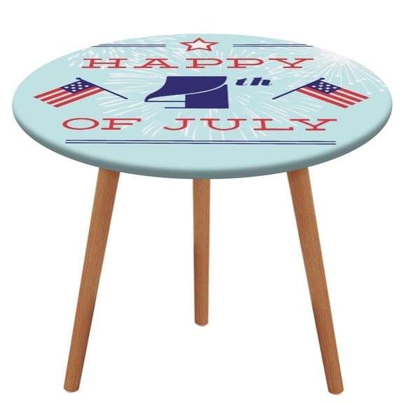 4th of July Round Fitted Tablecloth with Elastic Edge Outdoor Tablecloth Washable Round Table Cover Reusable Tablecloths for Kitchen Picnic Party Fits 40-54" Diameternd Tables