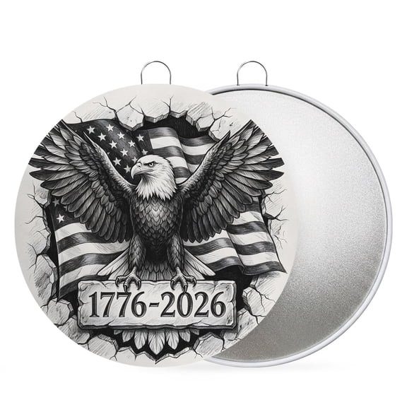 4th of July Round Metal Signs for Outside Black Bald Eagle Tin Signs Stainless Steel Hook Plaque 250th Anniversary American Flag Metal Sign for Front Door Porch Hanging Wall Decor Gifts 6 Inch
