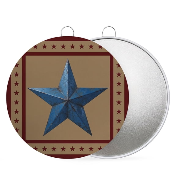 4th of July Round Metal Signs for Outside Patriotic Stars Freedom Tin Signs Stainless Steel Hook Plaque Rustic Vintage Blue Red Metal Sign for Front Door Porch Hanging Wall Decor Gifts 8 Inch