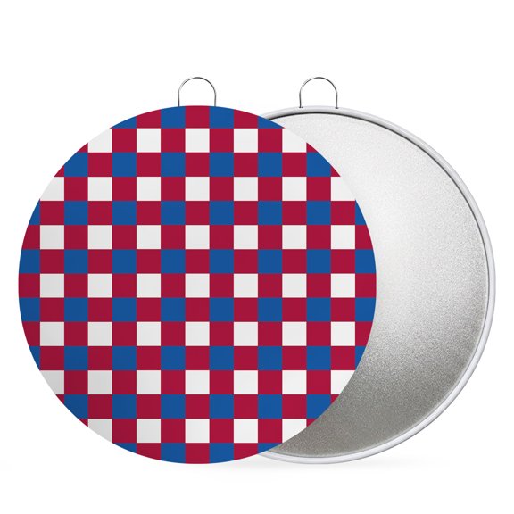 4th of July Round Metal Signs for Outside Red Blue White Buffalo Plaid Tin Signs Stainless Steel Hook Home Sign Plaque Patriotic Check Metal Sign for Front Door Porch Hanging Wall Decor Gifts 6 Inch