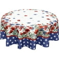 thumbnail image 1 of 4th of July Round Tablecloth 60 Inch Watercolor Red Blue Floral Patriotic Decorative Table Cloth Independence Day Memorial Day Polyester Table Cover for Kitchen Dining Room Indoor Outdoor Home Decor, 1 of 6