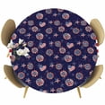thumbnail image 1 of 4th of July Round Tablecloth, Fitted Table Cover with Elastic for 45"-54" Round Tables, Navy US Flag Independence Day Stars Red Stripes Table Cloth Outdoor Indoor Dinning Party Waterproof Tablecloths, 1 of 7