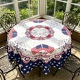 thumbnail image 1 of 4th of July Round Tablecloth, Table Cover, Reusable Washable Waterproof Stain Resistant Holiday Style for Independence Day Party, Dining Room, Home Decor, 1 of 6