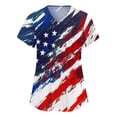 thumbnail image 1 of 4th of July Scrub Tops for Women Casual Short Sleeve American Flag Print Scrub Shirts V Neck Independence Day Patriotic Scrubs Medical Nurse Uniform Nursing Workwear with Pockets Vermilion S, 1 of 5