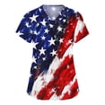 thumbnail image 1 of 4th of July Scrub Tops Women Loose V Neck USA Flag Print Scrubs Short Sleeve USA 250th Anniversary Patriotic Scrub Shirts Medical Nurse Workwear Nursing Uniform with Pockets Dark Blue L, 1 of 5