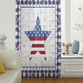 thumbnail image 1 of 4th of July Semi Sheer Curtains Drapes for Living Room, Bedroom, French Doors Window 45 Inches Long, American Flag Star on Wood Blue Checkered Rod Pocket Chiffon Curtain Drapery Voile Drape Panel, 1 of 6