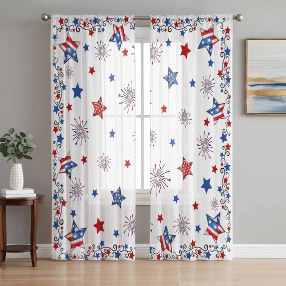 4th of July Sheer Curtains 72 Inch Length 2 Panels Set, Independence ...