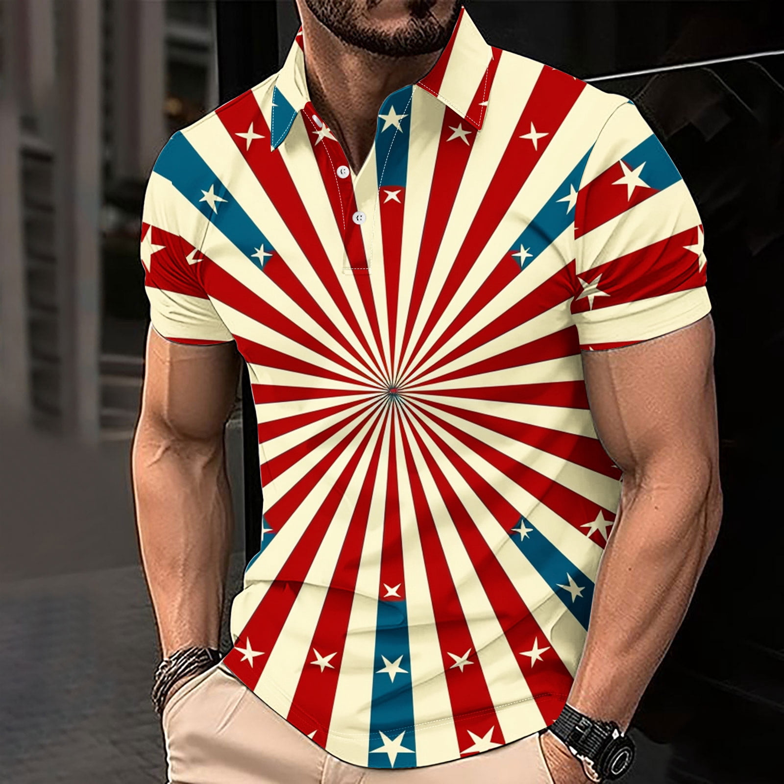 4th of July Shirt Mens Patriotic Shirt Red White and Blue Shirts Men ...
