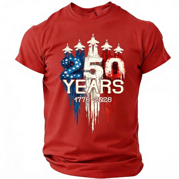 4th of July Shirts for Men Plus Size Loose Short Sleeve Red White and Blue Print Tshirts Crew Neck Independence Day Patriotic Tops USA 250th Anniversary Celebration Party Tees, XL