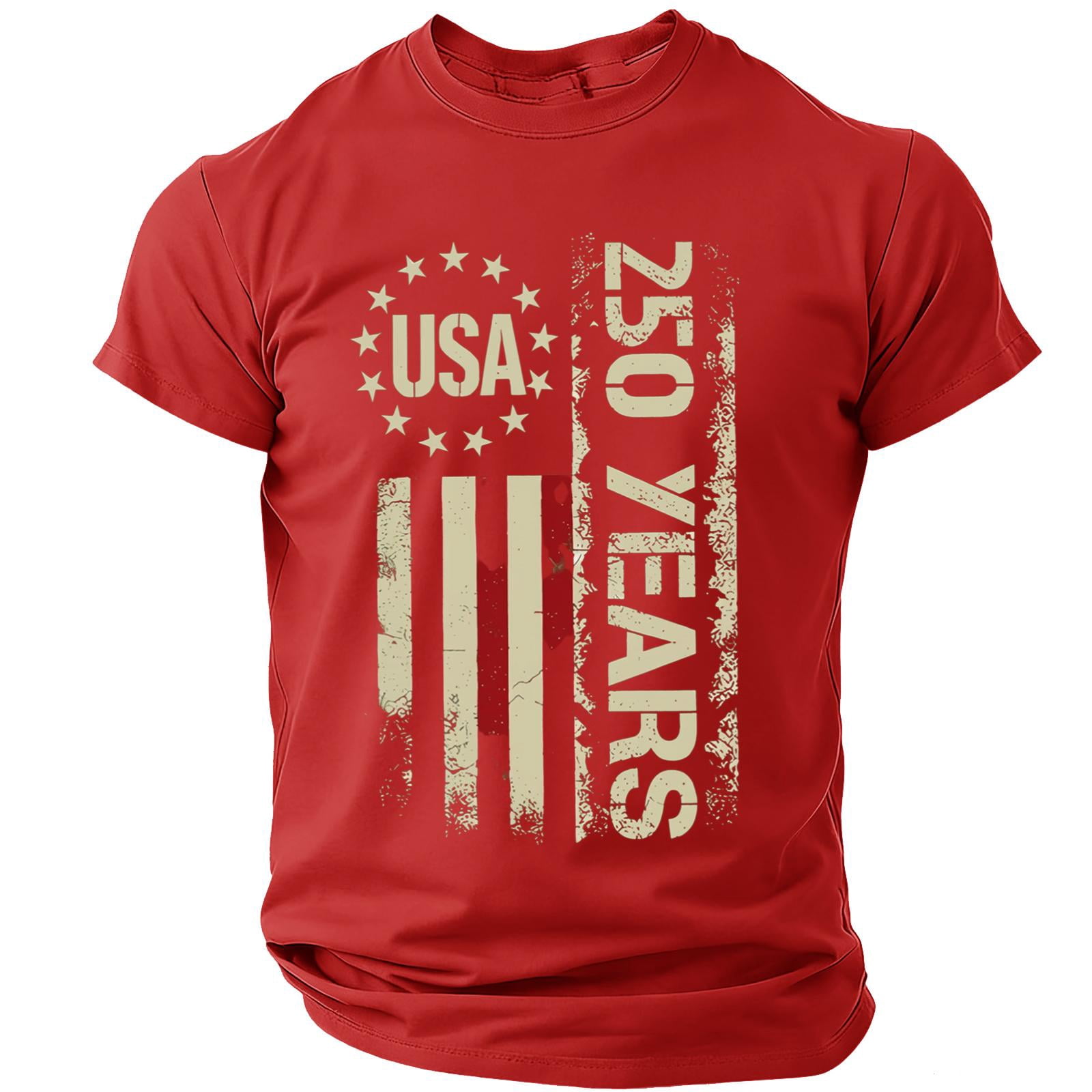 250th Anniversary USA Mens Shirts Short Sleeve Tshirts Loose