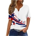 thumbnail image 1 of 4th of July Shirts Women Button Henley V Neck Tshirts American Flag Stars Stripes Graphic Tee Short Sleeve Summer Tops Dressy Casual Tunic Memorial Day Patriotic T Shirt Independence Day Outfits, 1 of 5