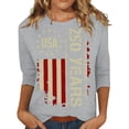 thumbnail image 1 of 4th of July Shirts for Women Plus Size Casual 3/4 Sleeve Red White and Blue Print Tshirts Crew Neck USA 250th Anniversary Celebration Party Pullover Independence Day Patriotic 1776-2026 Blouses, XL, 1 of 4