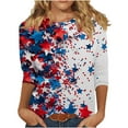 thumbnail image 1 of 4th of July Shirts for Womens 2025 Fashion American Flag Graphic Tees Independence Day Cute Patriotic T-Shirts Gradient USA Flag Star Stripes Print Tunic 3/4 Sleeve Plus Size Tshirts Comfy Outfits, 1 of 5