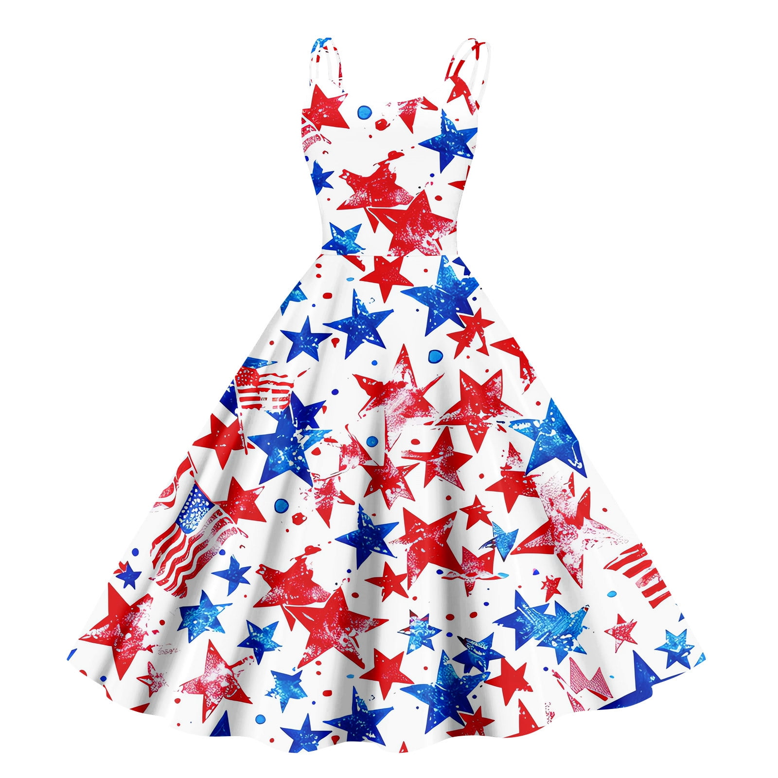 4th July Shirts for Women Prom Dress Sleeveless Dresses American Flag ...