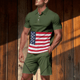 thumbnail image 1 of 4th of July Short Sets for Men 4th of July Outfits Mens Track Suits Summer 2 Piece Short Sets Outfits Fashion Casual Short Sleeve Shirt and Shorts Set Lapel Collar Shirt Elastic Waist Shorts Set, 1 of 9